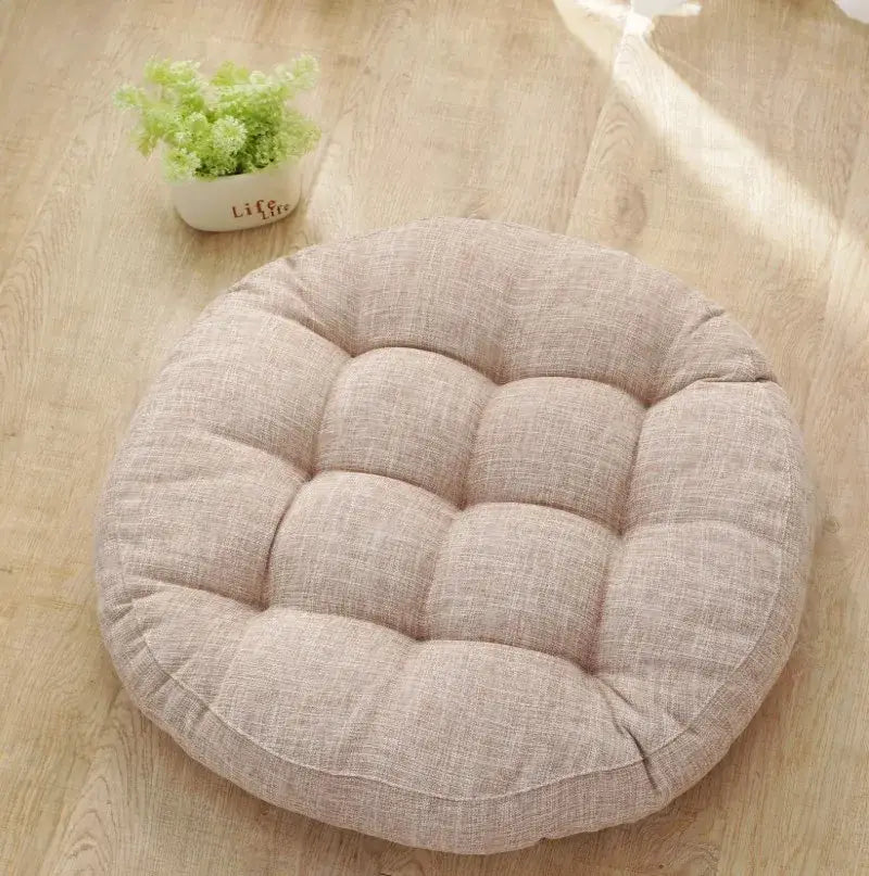 Tufted pink & light blue kids round floor cushions bedroom seating