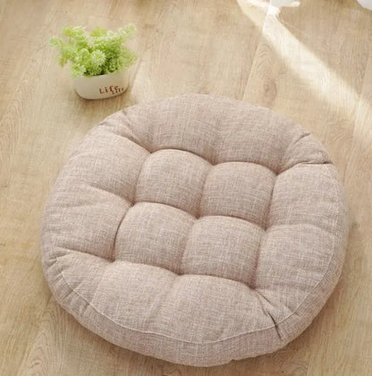 Tufted pink & light blue kids round floor cushions bedroom seating