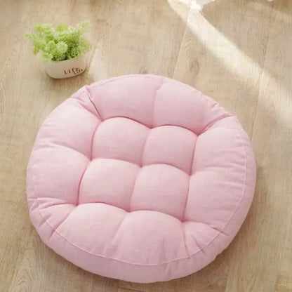 Tufted pink & light blue kids round floor cushions bedroom seating