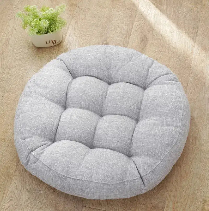 Tufted pink & light blue kids round floor cushions bedroom seating