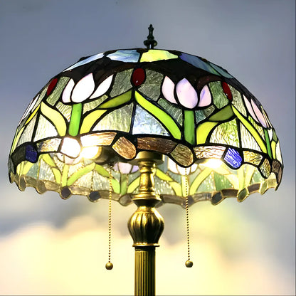 Tulip Stained Glass Tiffany-Style Lamp - Floor Lamp