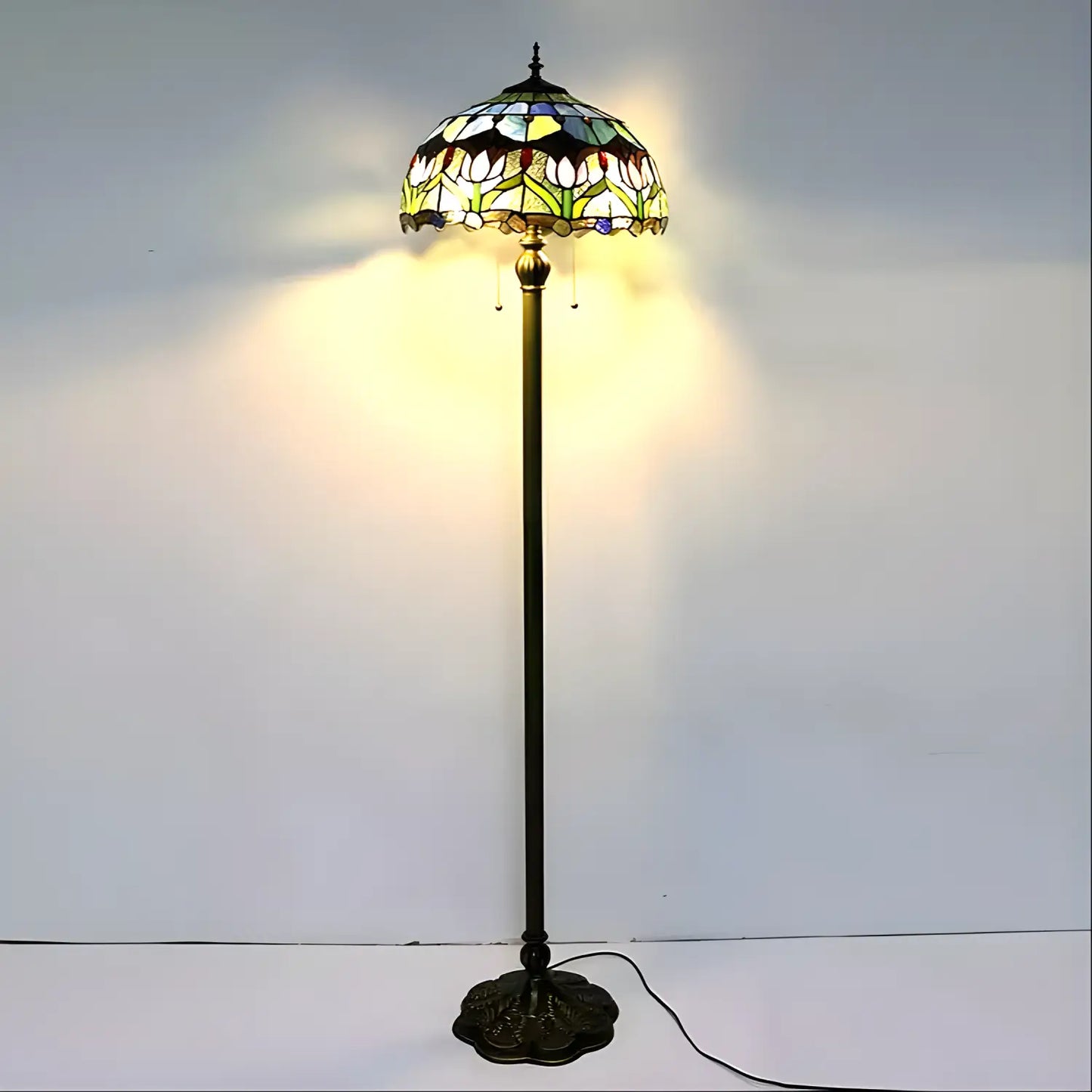 Tulip Stained Glass Tiffany-Style Lamp - Floor Lamp