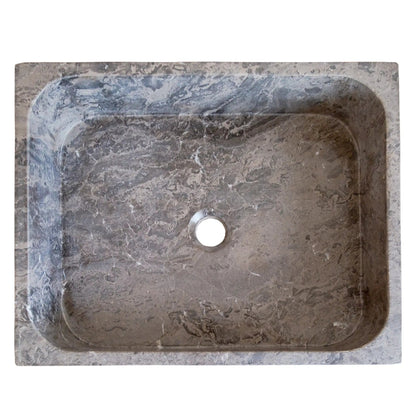 Tundra Gray Marble Farmhouse Bathroom Sink Handcrafted Apron Front