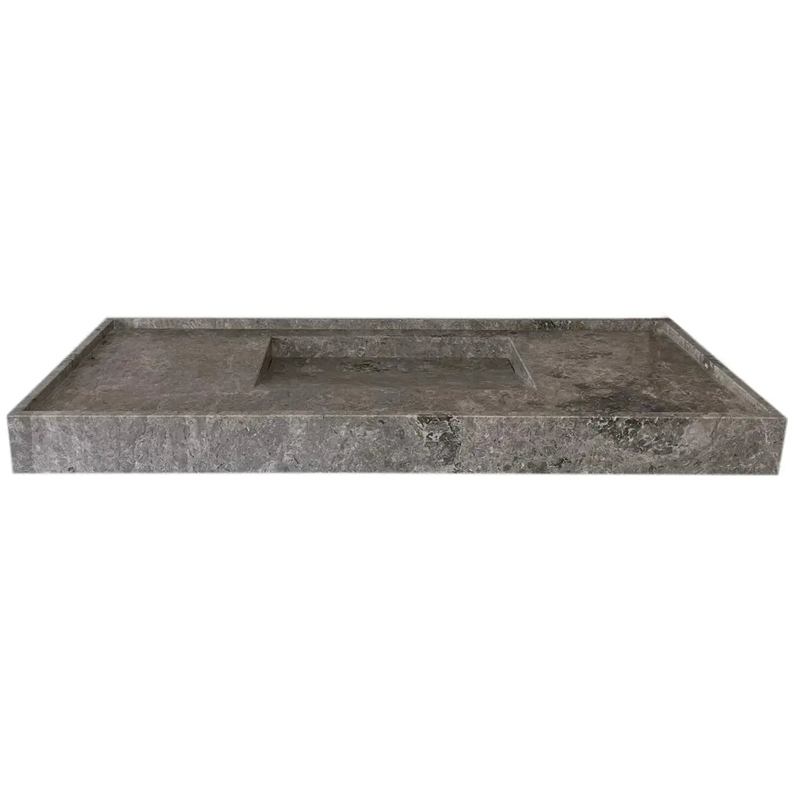 Wall Mount Tundra Grey Marble Bathroom Sink Rectangular Handcrafted