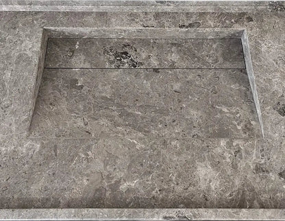 Wall Mount Tundra Grey Marble Bathroom Sink Rectangular Handcrafted
