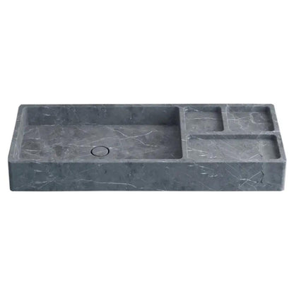 Handcrafted Tundra Gray Marble Wall Mount Bathroom Vanity Sink