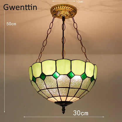 Turquoise and purple diamond square stained glass pendant light kitchen