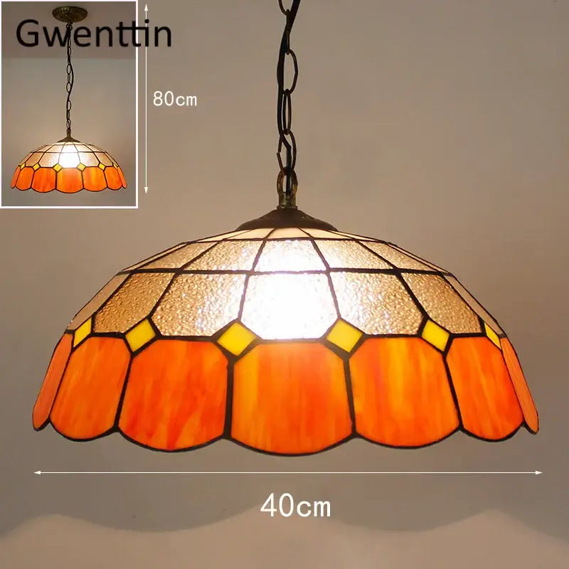 Turquoise and purple diamond square stained glass pendant light kitchen