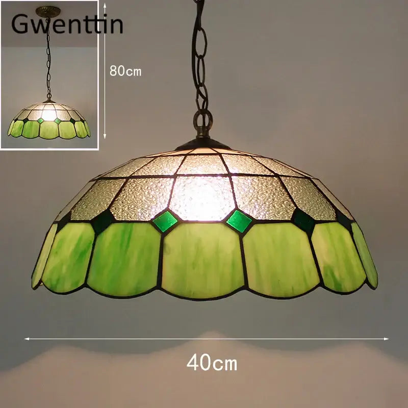 Turquoise and purple diamond square stained glass pendant light kitchen
