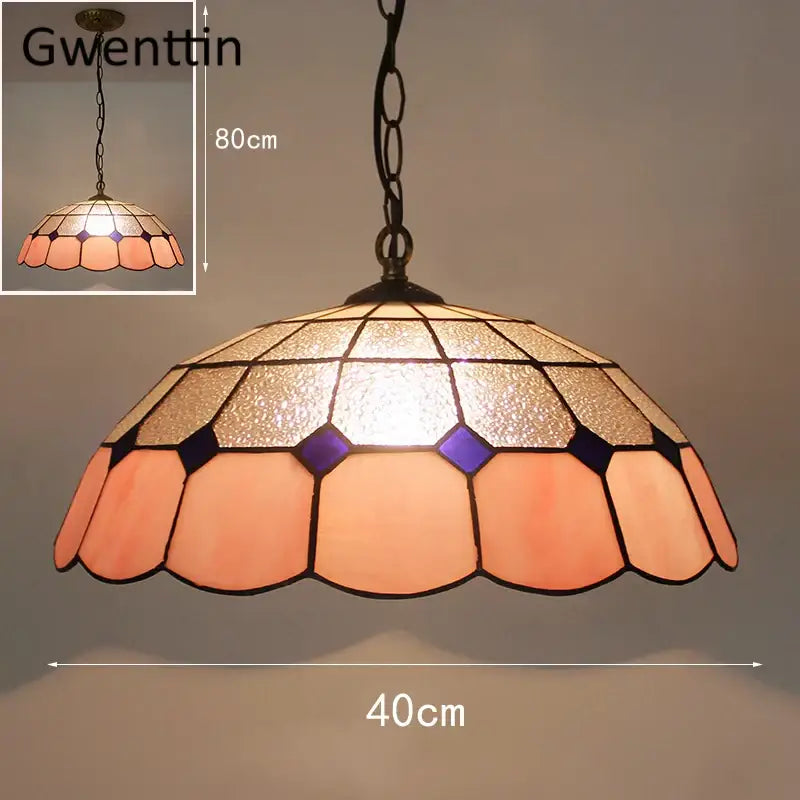Turquoise and purple diamond square stained glass pendant light kitchen