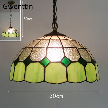 Turquoise and purple diamond square stained glass pendant light kitchen