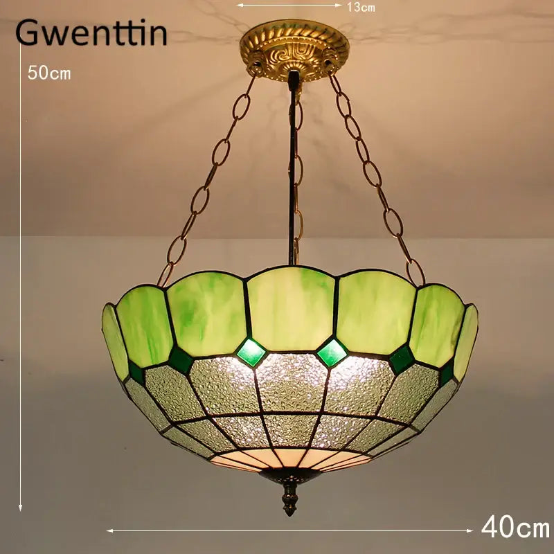 Turquoise and purple diamond square stained glass pendant light kitchen