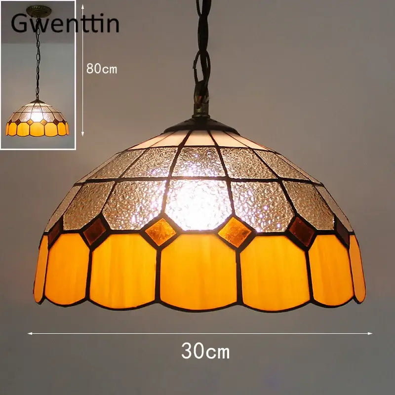 Turquoise and purple diamond square stained glass pendant light kitchen