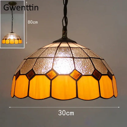 Turquoise and purple diamond square stained glass pendant light kitchen