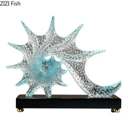 Turquoise & clear glass bubble conch sculpture bedroom aesthetic decor