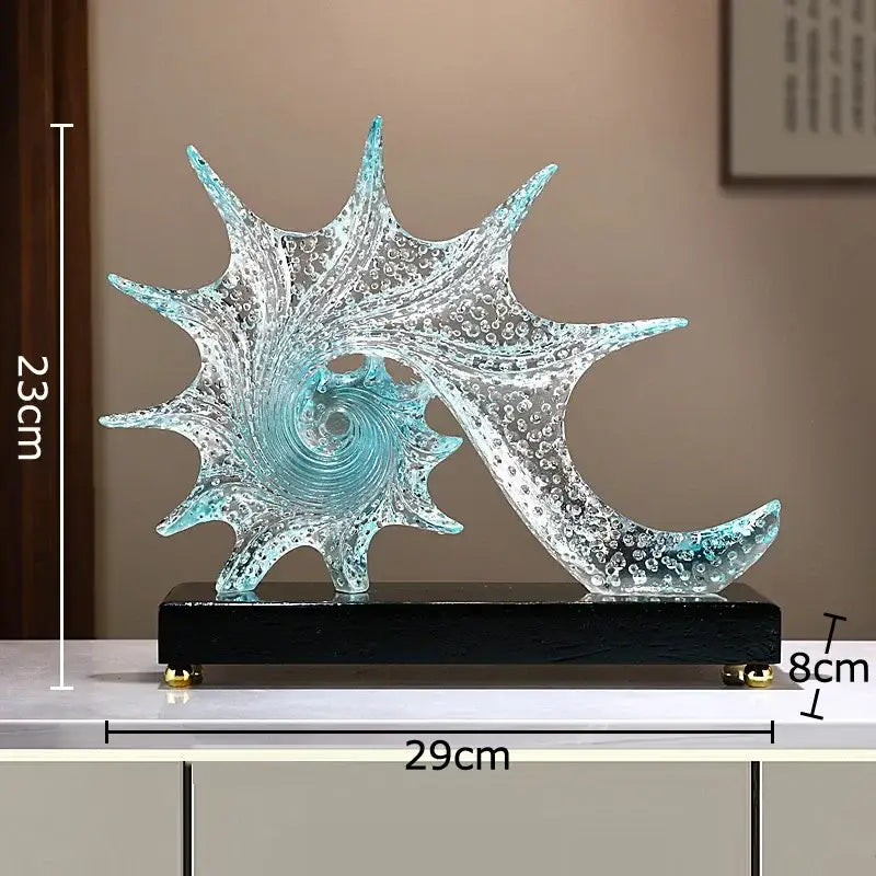 Turquoise & clear glass bubble conch sculpture bedroom aesthetic decor