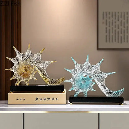 Turquoise & clear glass bubble conch sculpture bedroom aesthetic decor