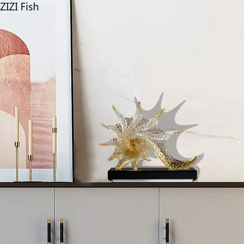 Turquoise & clear glass bubble conch sculpture bedroom aesthetic decor