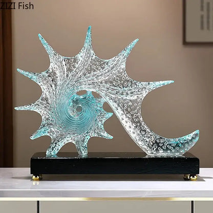 Turquoise & clear glass bubble conch sculpture bedroom aesthetic decor