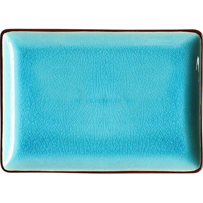Turquoise crack glaze ceramic plate dining room square dish