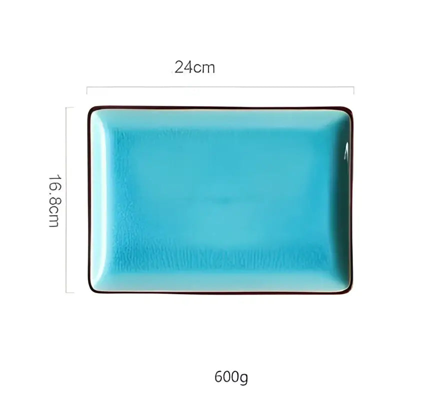 Turquoise crack glaze ceramic plate dining room square dish