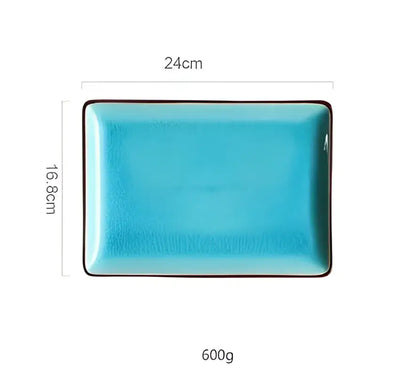 Turquoise crack glaze ceramic plate dining room square dish