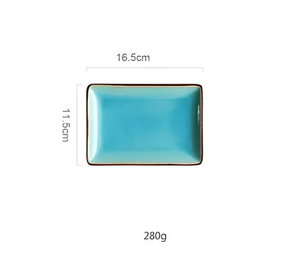 Turquoise crack glaze ceramic plate dining room square dish