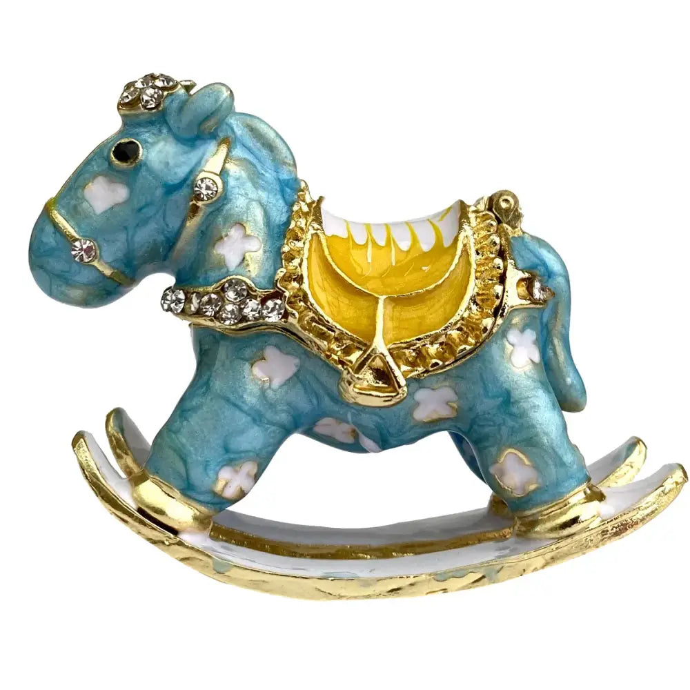 Turquoise enamel swan crystal animal figurines trinket box bedroom decor