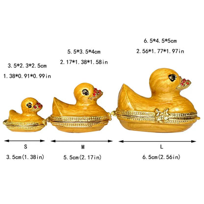 Turquoise enamel swan crystal animal figurines trinket box bedroom decor