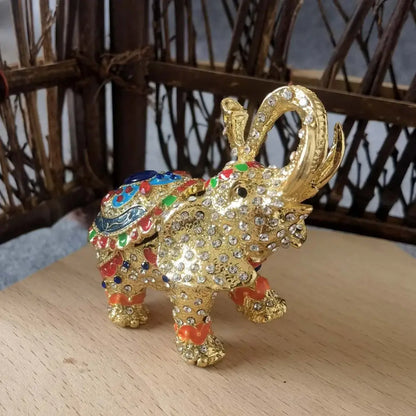 Turquoise enamel swan crystal animal figurines trinket box bedroom decor