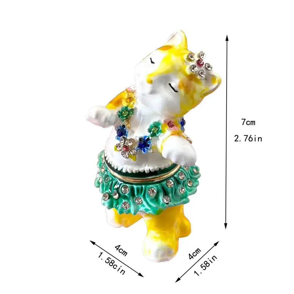 Turquoise enamel swan crystal animal figurines trinket box bedroom decor
