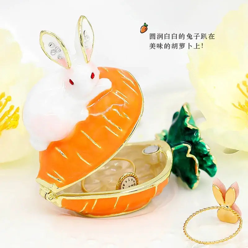 Turquoise enamel swan crystal animal figurines trinket box bedroom decor