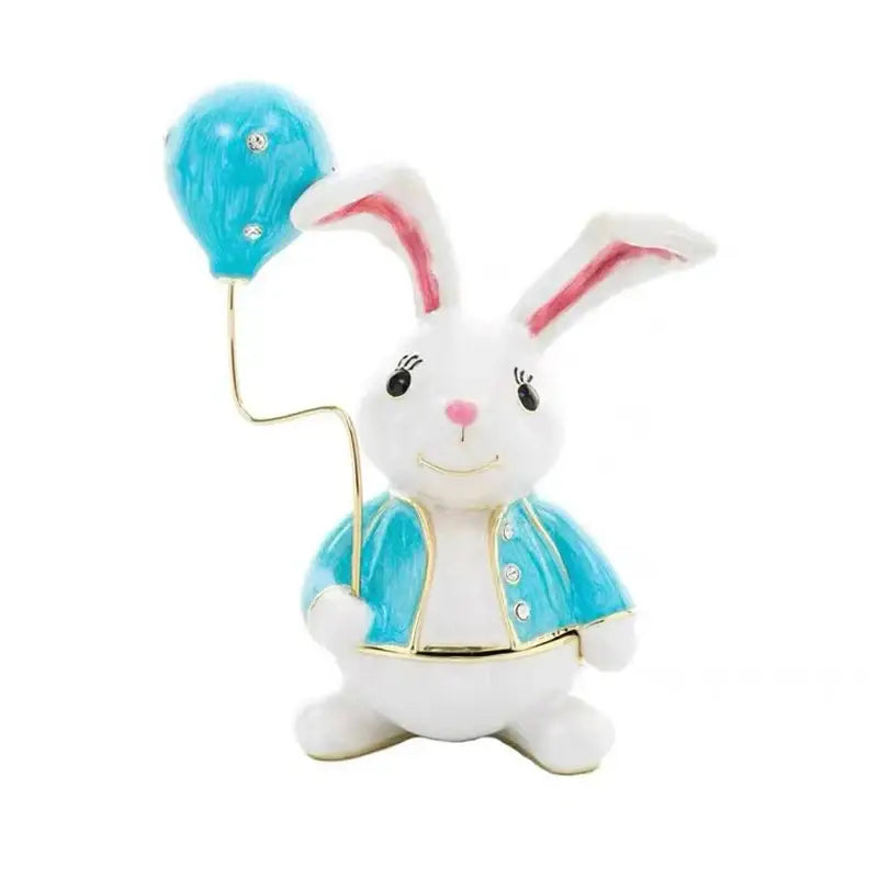 Turquoise enamel swan crystal animal figurines trinket box bedroom decor