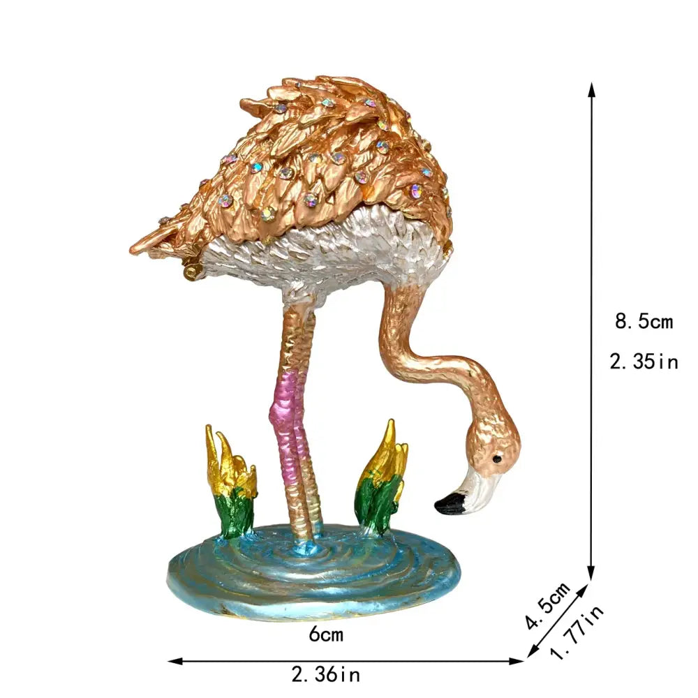 Turquoise enamel swan crystal animal figurines trinket box bedroom decor