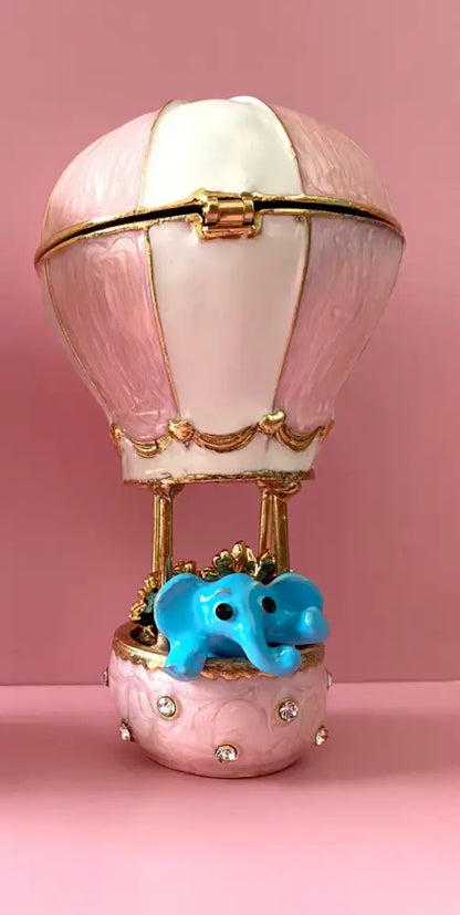 Turquoise enamel swan crystal animal figurines trinket box bedroom decor