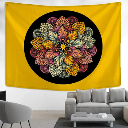 Turquoise & gold elephant mandala tapestry bedroom wall hanging