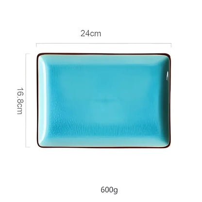 Turquoise ice cracking glaze ceramic tableware set dining room