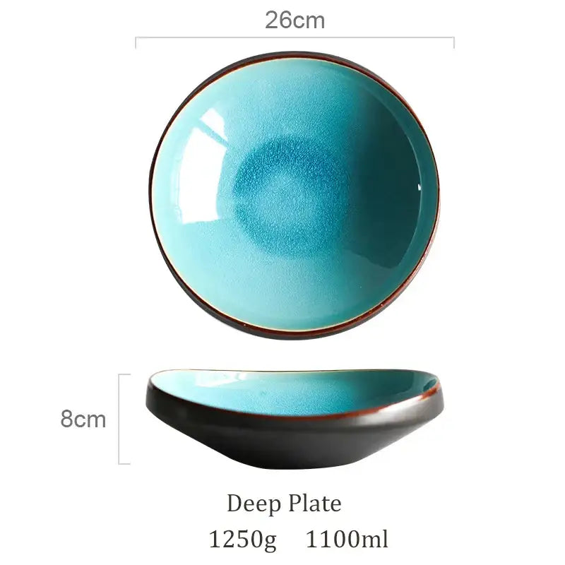 Turquoise ice cracking glaze ceramic tableware set dining room