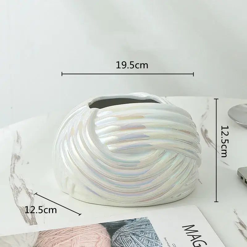 Twisted knot cream ceramic desktop storage tissue box – living room
