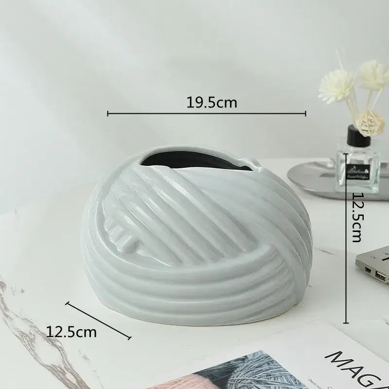 Twisted knot cream ceramic desktop storage tissue box – living room