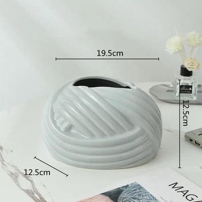 Twisted knot cream ceramic desktop storage tissue box – living room