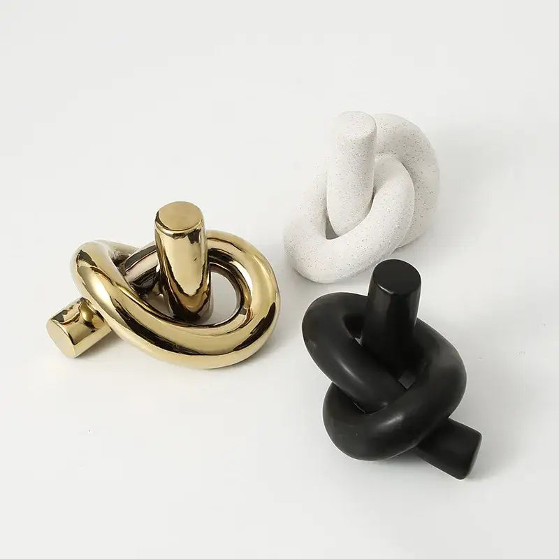 Twisted knot cream ceramic desktop storage tissue box – living room