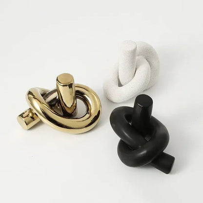 Twisted knot cream ceramic desktop storage tissue box – living room