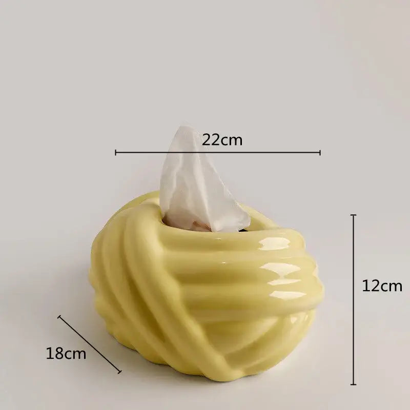 Twisted knot cream ceramic desktop storage tissue box – living room