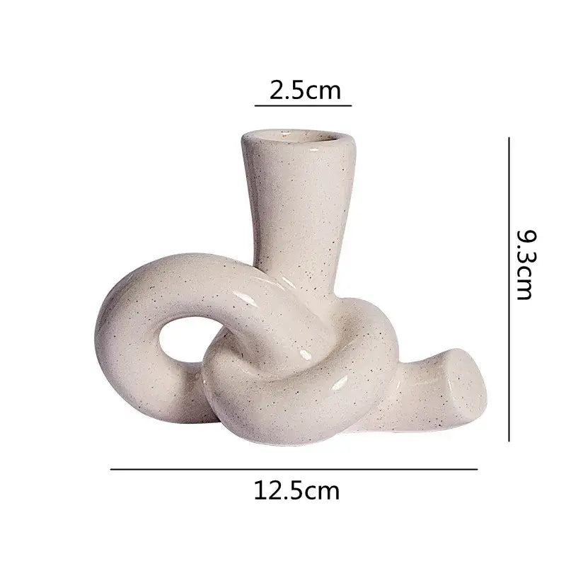 Twisted knot cream ceramic desktop storage tissue box – living room