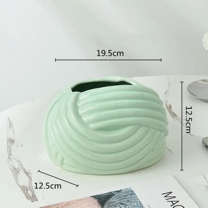 Twisted knot cream ceramic desktop storage tissue box – living room