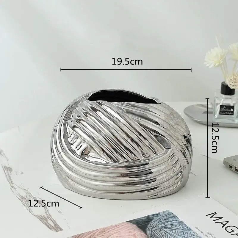 Twisted knot cream ceramic desktop storage tissue box – living room
