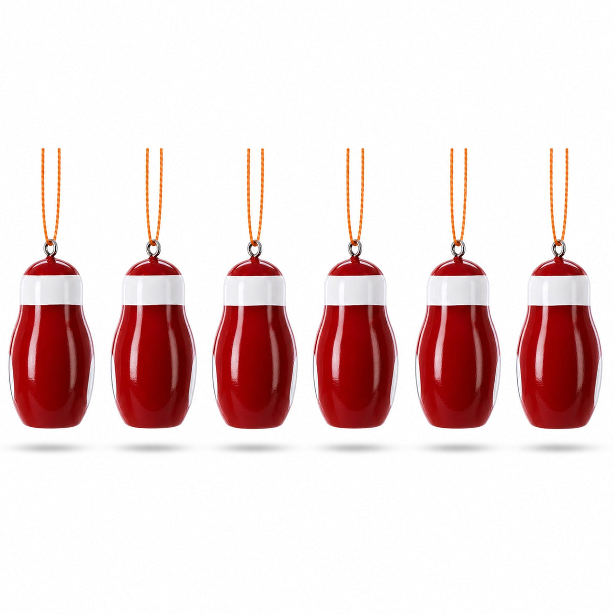 Set of 6 Santa Wooden Christmas Ornaments 1.5 Inches