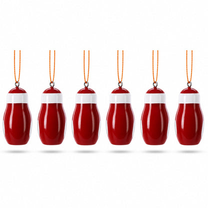 Set of 6 Santa Wooden Christmas Ornaments 1.5 Inches