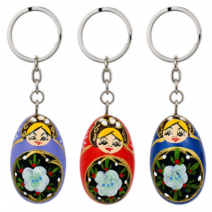 Set of 3 Metal Nesting Dolls Key Chains